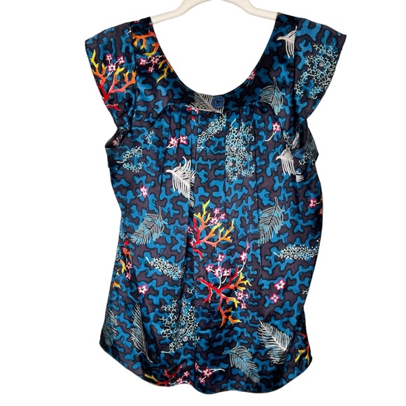 Twinkle By Wenlan Coral reefs Mixed Print Silk Top Size 0 - Picture 6 of 12